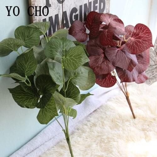 YO CHO Artificial Plants 6 Heads Magnolia Leaves Green Twigs Fake Grass Leaves Forest Plants Wedding Home Party Garden Decor