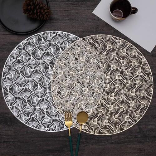 Round Shape Hollow PVC Bronzing Placemat For Dinner Table Mat For Coffee Tables Tableware Plates Decoration Kitchen Accessories
