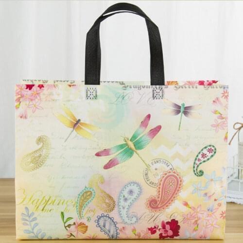 Fashion Laser Shopping Bag Foldable Dragonfly Flowers Eco Bag Large Reusable Storage Bag Tote Waterproof Fabric Non-woven