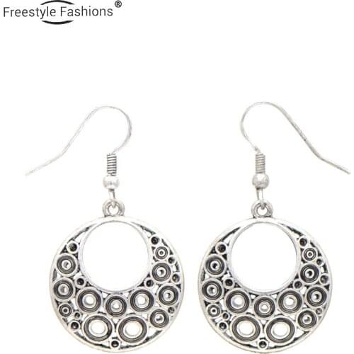 Fashions trendy return to the ancients round zinc alloy drop earrings for women