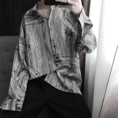 Man Shirts Funny Cool Autumn Shirt Men Korean Style Shirt Streetwear Long Sleeve mens shirts Top casual high street Shirt Males