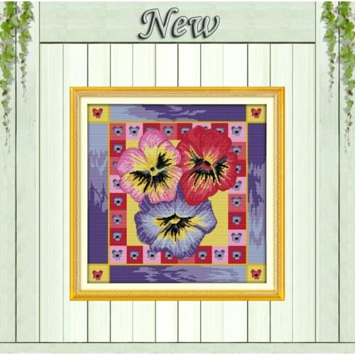 Pansy colorful flower decor painting counted printed on canvas DMC chinese Cross Stitch kits 11CT 14CT needlework Set embroidery