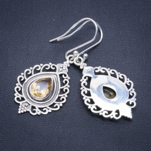 Natural Citrine Handmade Unique 925 Sterling Silver Earrings 1.75" A2295