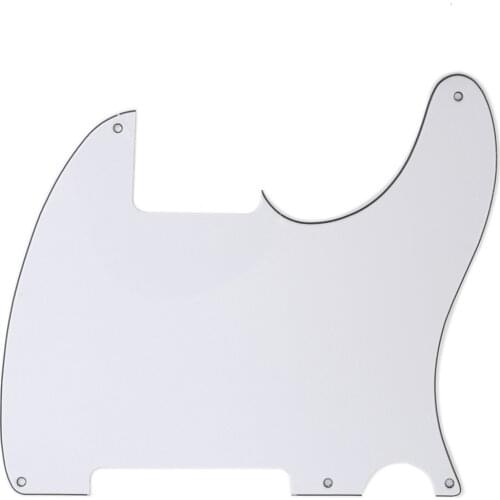 Musiclily 5 Hole Tele Pickguard Blank for Fender USA/Mexican Telecaster Esquire Guitar, 3Ply White