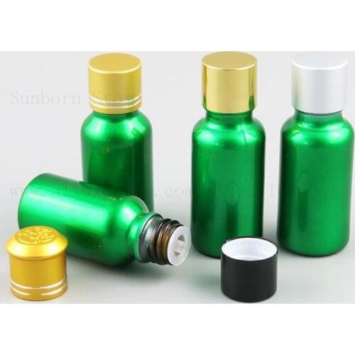 Empty green glass bottles with Black Gold Silver tamper evident cap reducer dropper 15ml 20ml Vial 12pcs