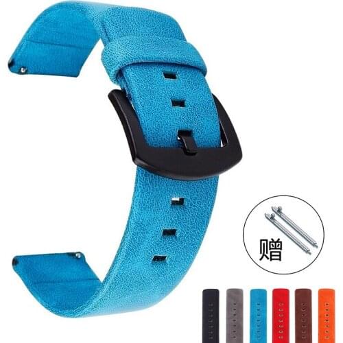 18mm 20mm 22mm 24mm Retro Cowhide Leather Watch Band Women Men Genuine PU Leather Watch Strap Classical Metal Buckle Wrist Belt