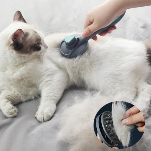 Pet Massage Self Cleaning Slicker Comb One Key Button Cat Dog Hair Removal Brush Puppy Hair Shedding Trimmer Comb Grooming Tools