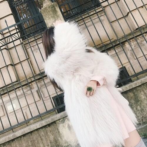 Natural Raccoon Fur Coat Luxury New Winter Elegant Real Fur Jacket Warm Long Sleeve Overcoat casaco feminino LX2345