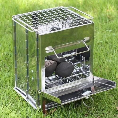 Folding Backpacking Wood Burning Stove Mini BBQ Grill Carry For Backpacking Cooking Camping with Bag Stove Hiking Outdoor M4U4
