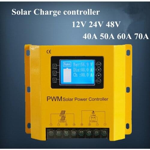 Solar Charge Controller 12v 24v 48v 40A 50A 60A Automatic Photovoltaic Solar Panel Battery Street Light LCD Screen Display PWM