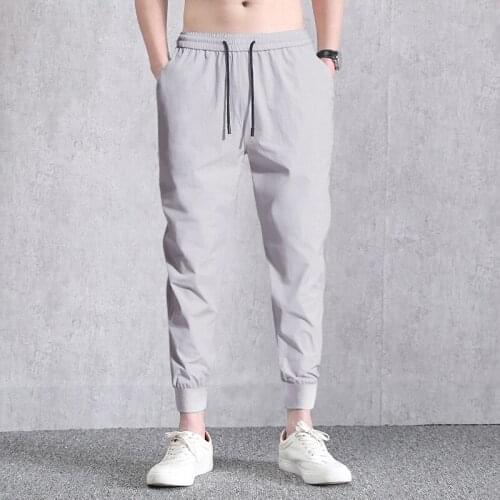 Ice silk sports pants men loose beam feet summer thin section ultra-thin quick-drying trousers running fitness mens casual pant