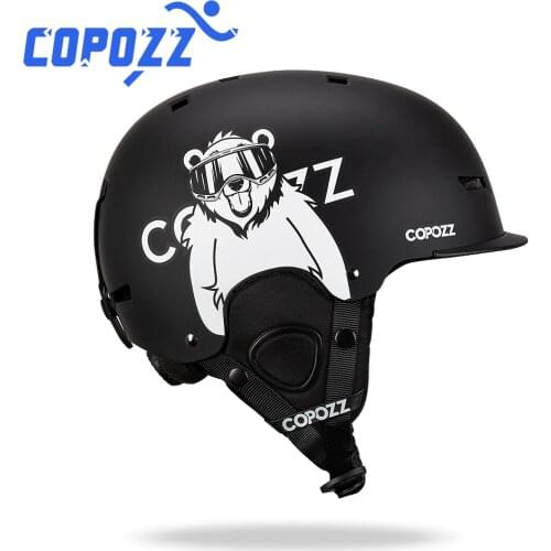 COPOZZ New ski helmet Cartoons Certificate Half-covered Anti-impact sports Helmet For Adult and Kids Ski Snowboard safety Helmet