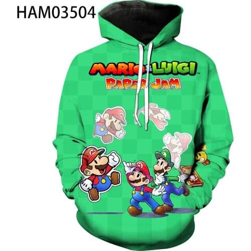 2021 Mario new spring and autumn cartoon 3D printing hip hop cool Hoodie Boys and girls fashion casual Sweatshirt