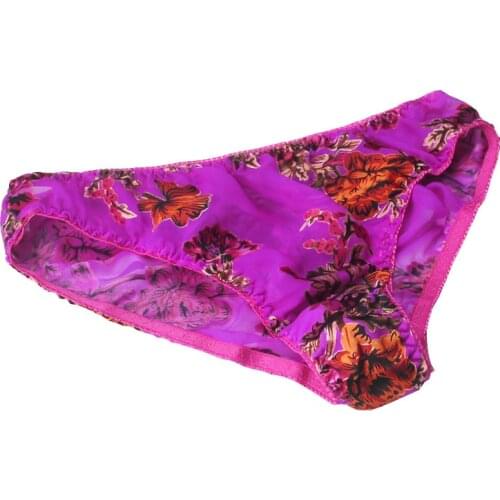 Pure silk Pattern Panties Women 100% Mulberry Silk Antibiotic Plus Size Transparent Briefs M/L/XL FREE SHIPPING