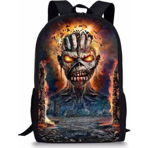 Heavy Metal skull School bags Backpacks orthopedic schoolbag satchel for Boys girls students mochila escolar book bag 2018