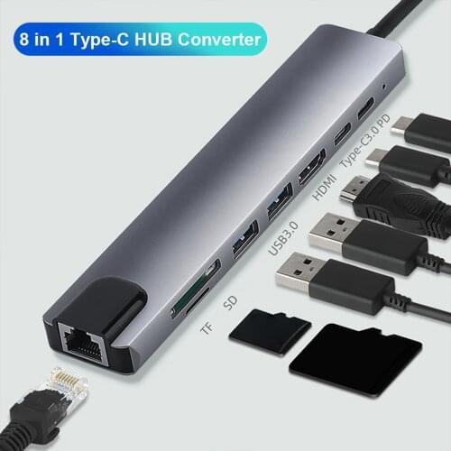 USB C HUB Type C Adapter with 4K USB C to HDMI- Ethernet 100mbps RJ45 Port 2 USB 3.0 Ports USB-C PD for for iMac air MacBook Pro
