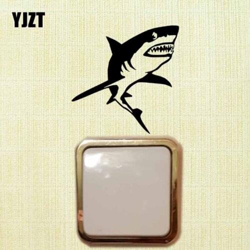 YJZT Funny Shark Children Room Decor Vinyl Wall Decal Switch Sticker Animal Pattern 17SS-0518
