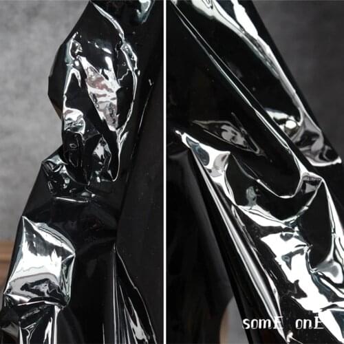 0.2mm TPU Fabric Black PVC Liquid Plastic Film Waterproof DIY Raincoat Coat Crystal Bags Stage Decor Clothes Designer Fabric