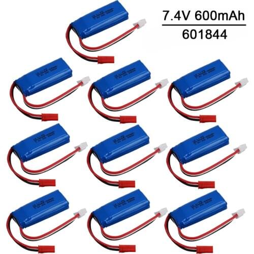 1/2/3/5/10pcs Upgrade 7.4V 600mAh 601844 Lipo Battery for WLtoys K969 K979 K989 K999 P929 P939 RC Car Parts 2s 7.4 v Battery
