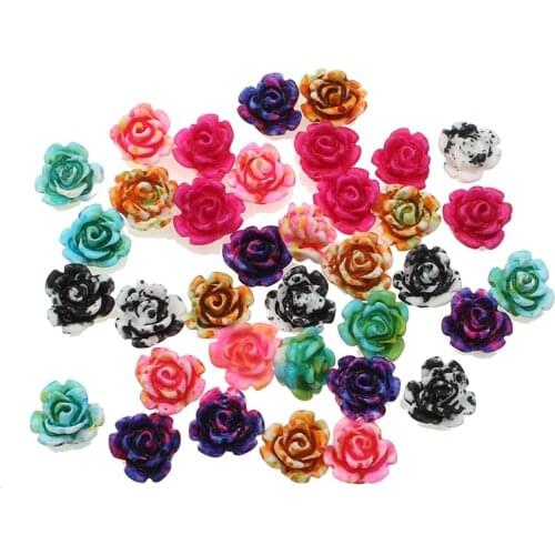 100Pcs Mixed Colorful Resin Flower Decoration Crafts Flatback Cabochon Beads Embellishments For Scrapbooking DIY Accessories