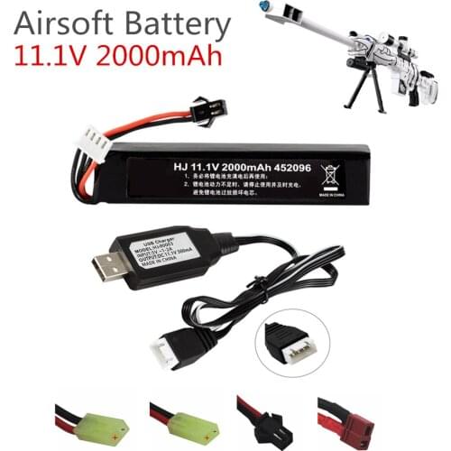 11.1v Lipo Battery With Charger for Water Gun 3S 11.1V 2000mAh 452096 battery Airsoft BB Air Pistol Electric Toys Guns Parts