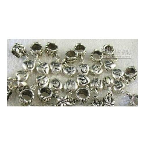 156PCS Tibetan silver alphabet dangle fit charm M7289