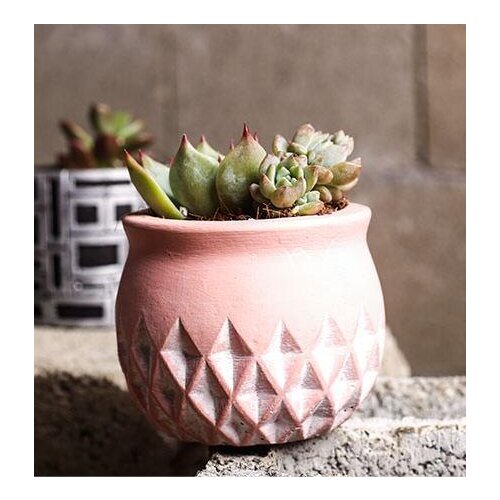 Roman 3d vase Multi-meat plant cement flower pots silicone mold European style handicraft pots ceramic Diamond pattern mould