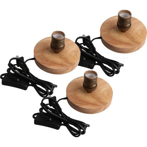 3x Wooden Base E27 Threaded Socket Lamp Holder for Showcase Green Bronze
