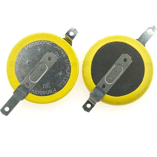 50pcs/lot Panasonic BR2330/FAN High Temperature Resistant Batteries Cell 3V Lithium Button Battery BR2330 with Soldering feet