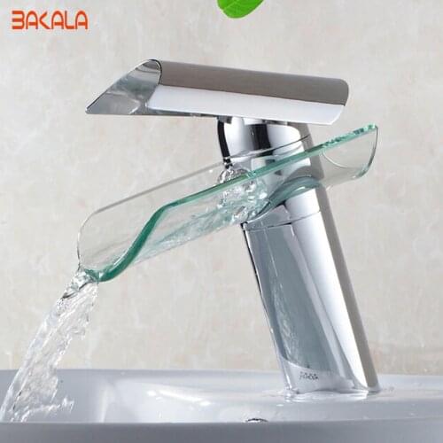Free Shipping BAKALA Younger waterfall Glass Bathroom Basin ORB/Chrome/Nickel Finished Mixer Tap Sink Faucet LH-8023