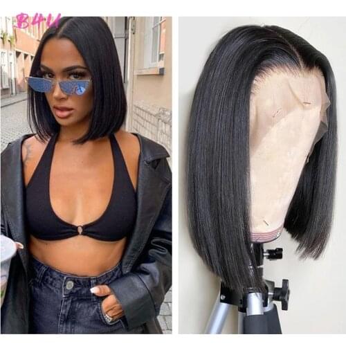 Brazilian Blunt Cut Bob Wigs Straight Lace Front Wigs Short Human Hair Bob Closure Wig Natural Hairline 13x4 Lace Frontal Wigs
