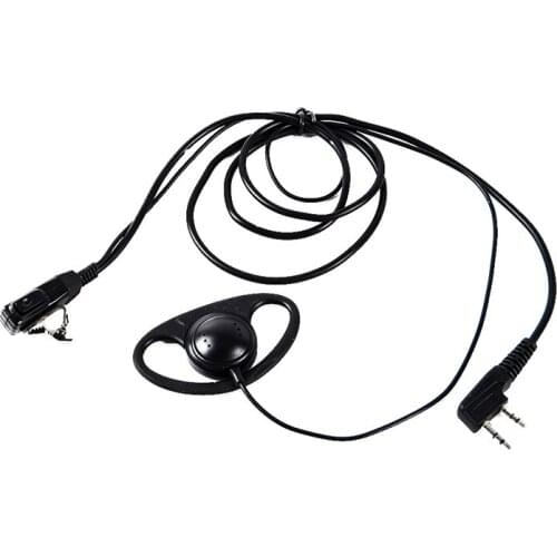 D Shape Ear Hook Earpiece 2Pin PTT With Mic Headset for UV-5R BF Walkie Talkie