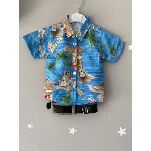 Jaju Baby, Blue Tropical Shirt and Pants Set, Boys Outfits