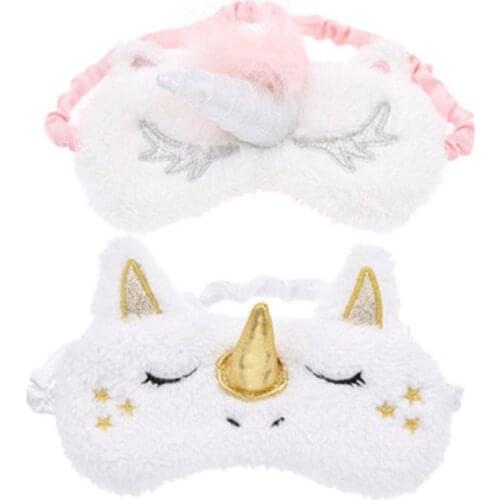 Children Unicorn Plush Eye Mask Colorful Fur Sleeping Eye Band For Women Winter Travel Cute Soft Animal Eye Cover Blindfold