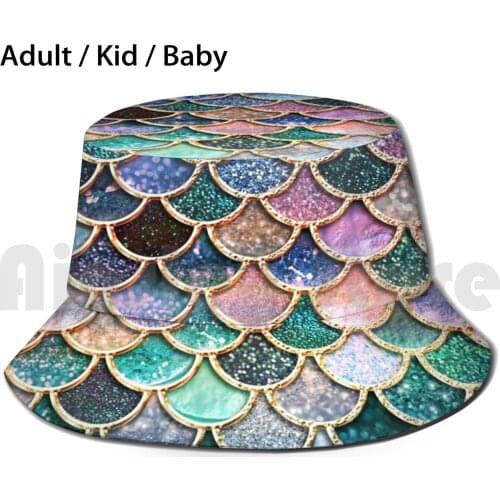 Blue And Pink Mystic Mermaid Scales Sun Hat Foldable UV Protection Mermaid Mermaid Scales Mermaid Pattern Mermaidpattern