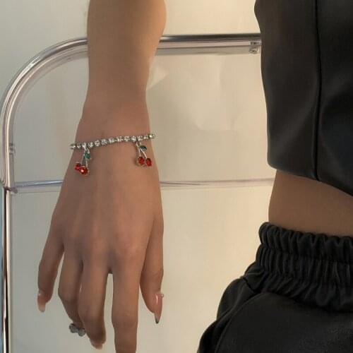 Delicate Jewelry Sweet Cherry Drop Bracelet 2021 New Design High Quality Shiny Crystal Bracelet For Women Party Gifts