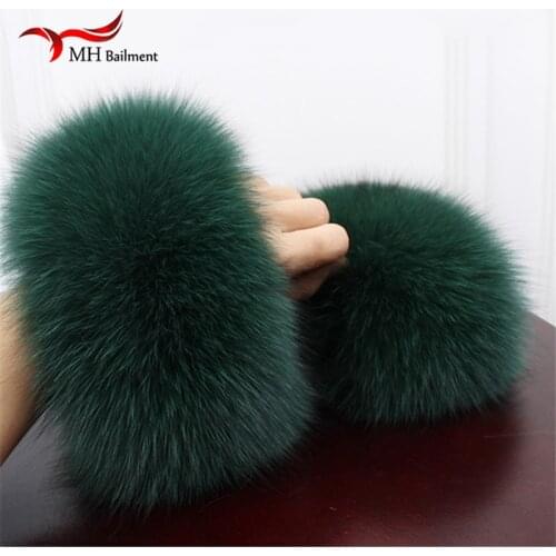 High Quality Fox fur Cuffs Hot Sale Wrist Warmer Genuine Fox Fur Cuff Arm Warmer Lady Bracelet Real Fur Wristband Glove X#1