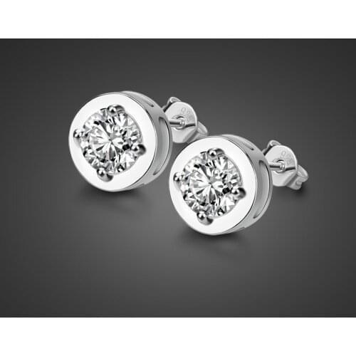 Fashion Dazzling 5A Zircon Crystal Geometric Stud Earrings 100% 925 Sterling Silver Woman & Man Couple Charm Jewelry Gift