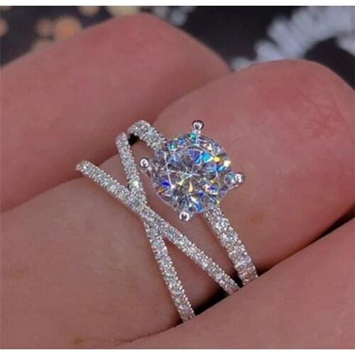 Milangirl Fashion Eight Hearts and Eight Arrows Double Cross Winding Round Diamond Female Ring Fashion Girl Party Jewelry Gift