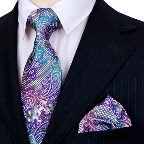Tie Sets Paisley Multicolor Mens Ties Neckties Pocket Square 100% Silk Jacquard Woven Elegant Free Shipping Suit Gift For Men