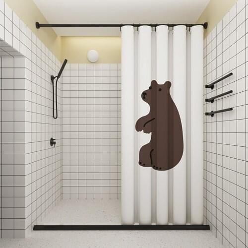 Not in/Coffee Bear Hook Style Shower Curtain,99.9%Waterproof,Bathroom Thicken Mildewproof Fabric,Customizable Home Curtains NEW