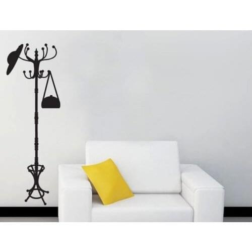 New Black Clothes Stand Tree Hanger Wall Decal Sticker Home Decor Vinyl Art Wall Decals Living Room Bedroom Adesivo Mural LA018