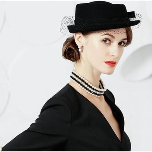 New Lady Fashion Fedoras Hat Women Party Beret Hat Girls Elegant Wool Cap Female British Fisherman Hat Headwear M5059