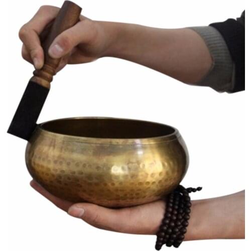 New 8cm Copper Crafted Gilt Yoga Singing Bowl Buddhism Tibetan Chakra Meditation