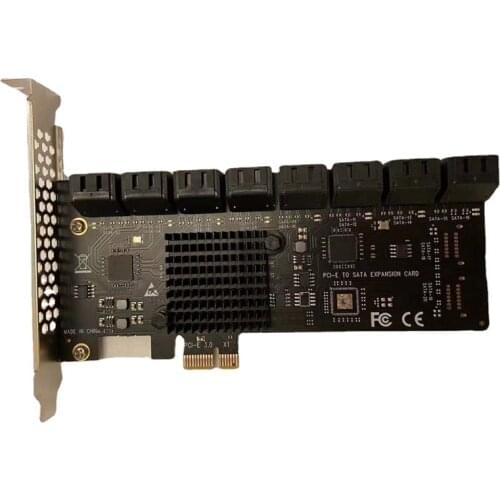 PCIE to SATA Expansion Card 16-Port SATA3.0 6GB Hard Drive Expansion Card Adapter for All PCIE Slots