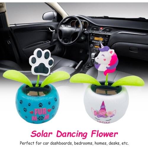 Lovely Solar Powered Automatic Dancing Swinging Flower Car Home Office Interior Ornament Decoration Desk Tabletop Shop Display