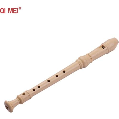 QI MEI 6-Hole German Style Soprano Descant Recorder Flute with Cleaning Rod Finger Rest Strap Cloth Storage Pouch