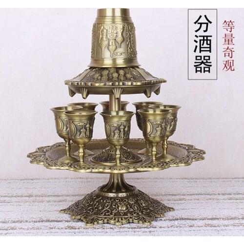 Rare 12PCS/set antique bronze zinc alloy metal wine decanter set drinks ware tableware set wine cup 328A