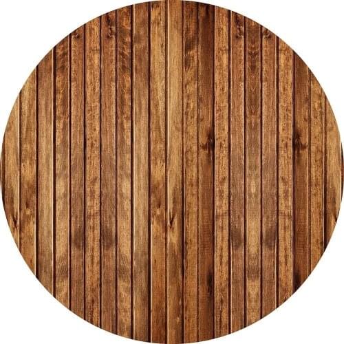 Sensfun Round Backdrop Brown Wooden Floor theme Newborn Baby Shower Kid Photo Studio Party Decor Candy table Banner Covers