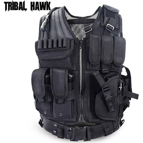 Outdoor Military Tactical Vest with Holster Magazine Bag Molle War Battle Airsoft Waistcoat Hunting Equipment Camouflage Clothes